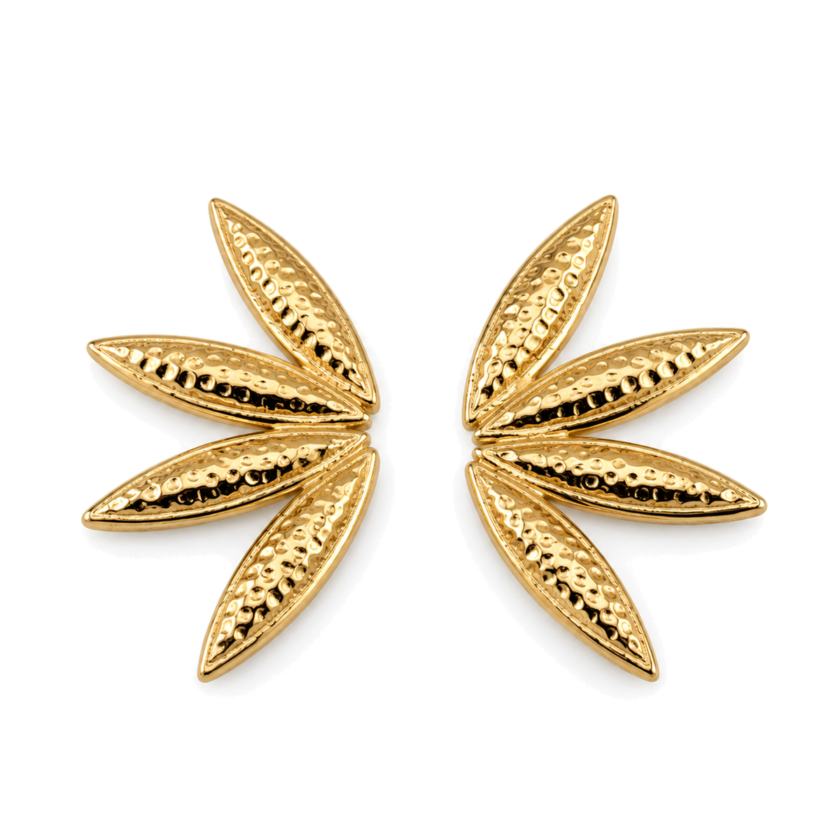Pendientes Abanico de Hojas Martilladas Dorado