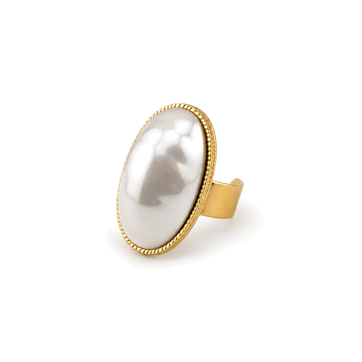 Anillo Maxi Ovalado Nacarado Dorado