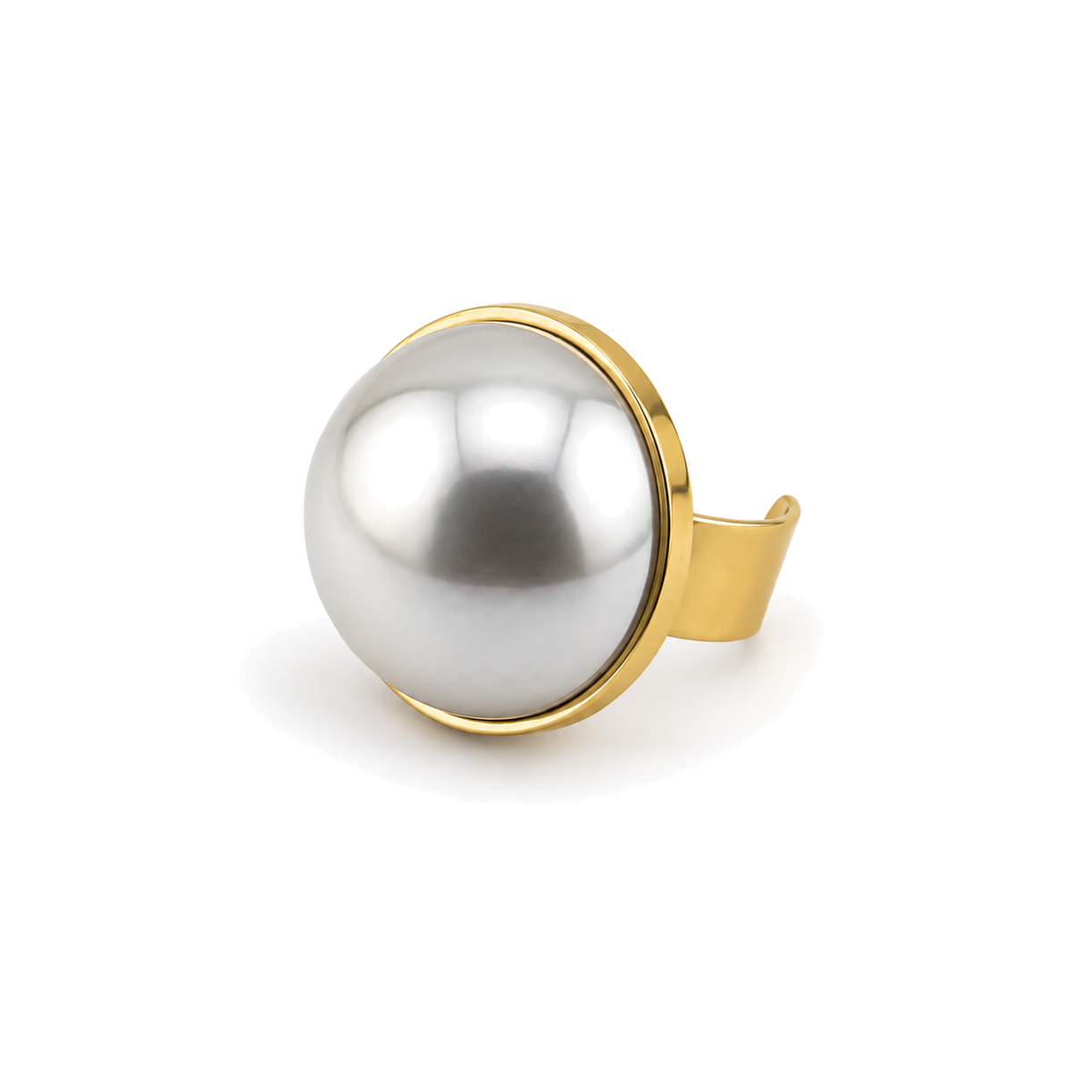 Anillo con Perla Grande Dorado