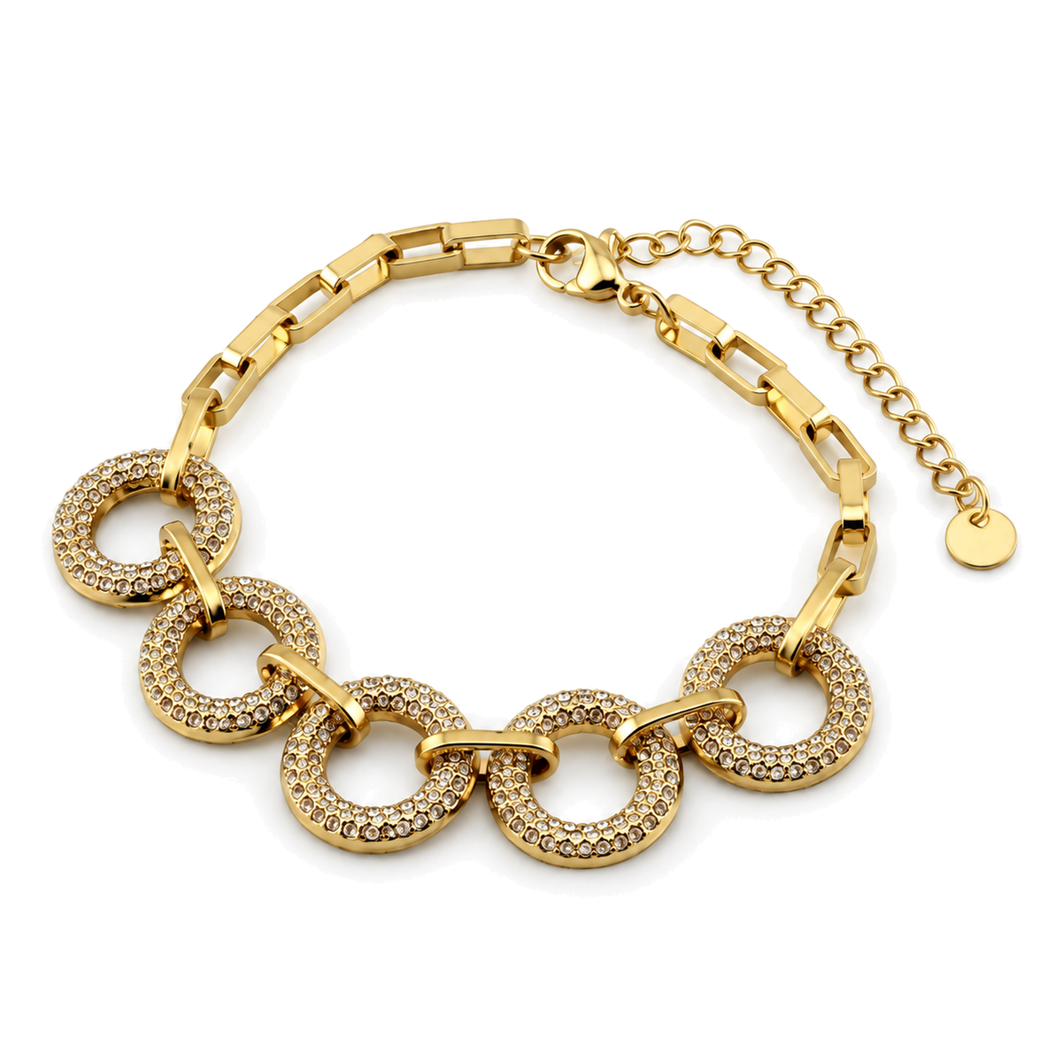 Pulsera de Aros con Cristales Dorado