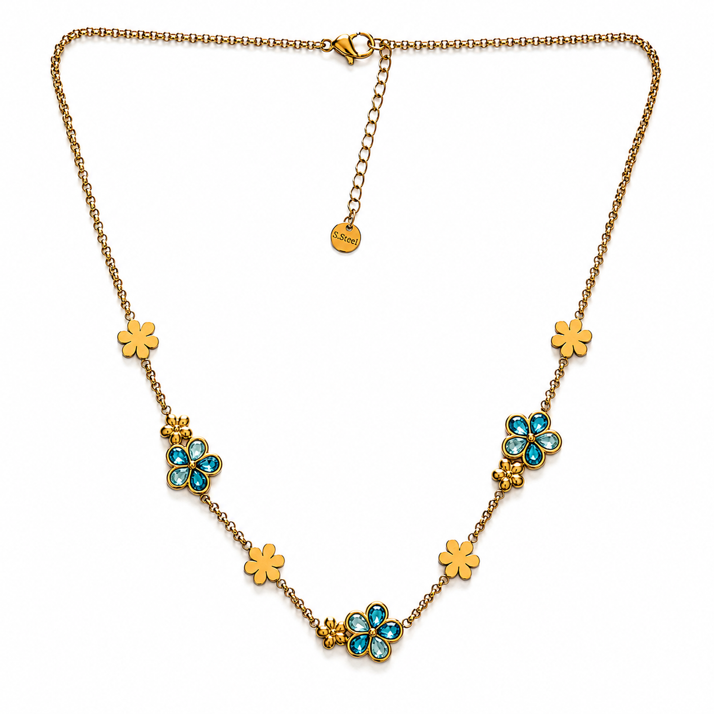 Collar Flores Cristales - 4 Colores