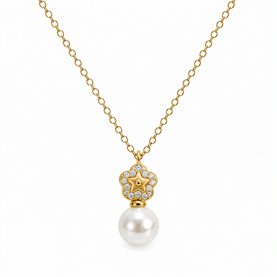 Collar Flor Perla Cristal