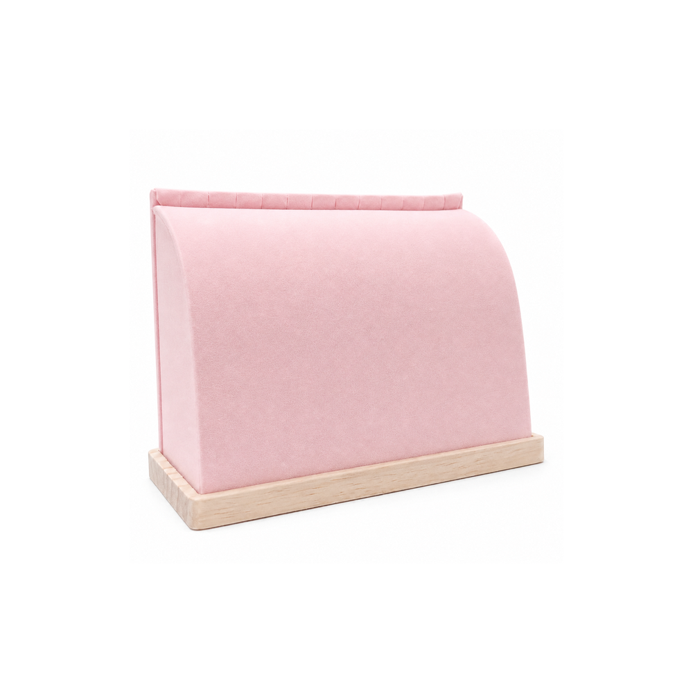 Exhibidor Curvo para Collares con Base de Madera - 4 Colores