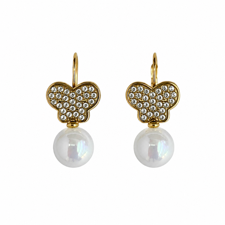 Pendientes Mariposa Perla Cristal