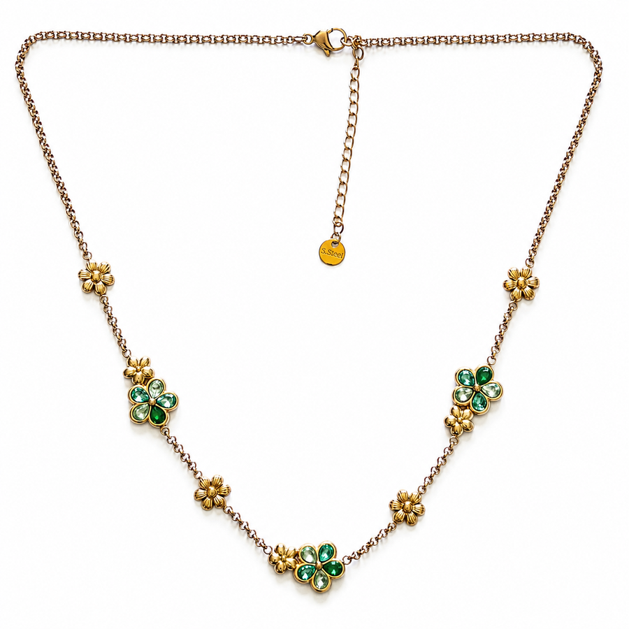 Collar Flores Cristales - 4 Colores