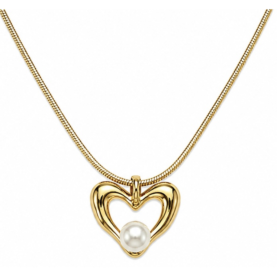 Collar Perla Corazón Acero