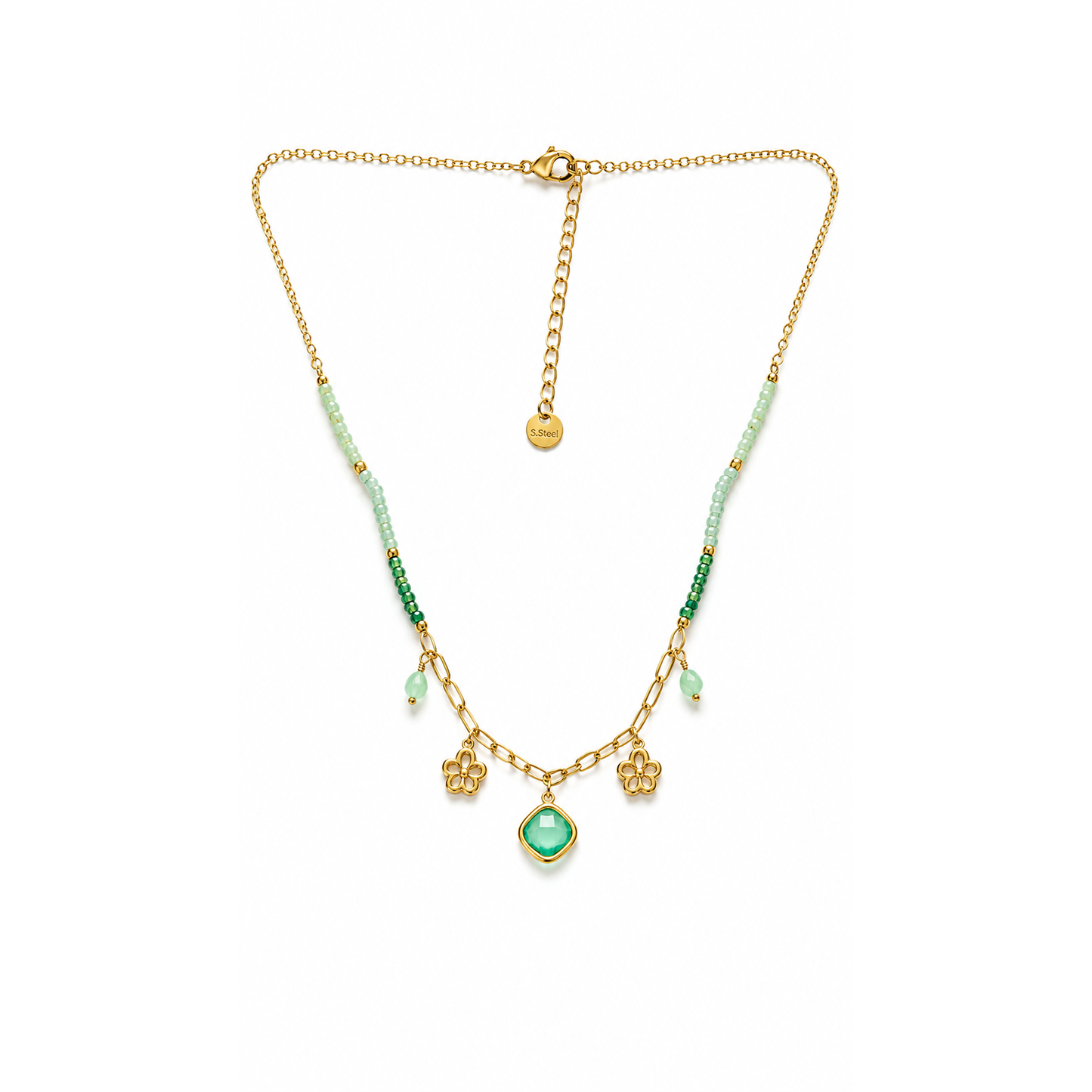 Collar Cuentas Verde - 4 Colores