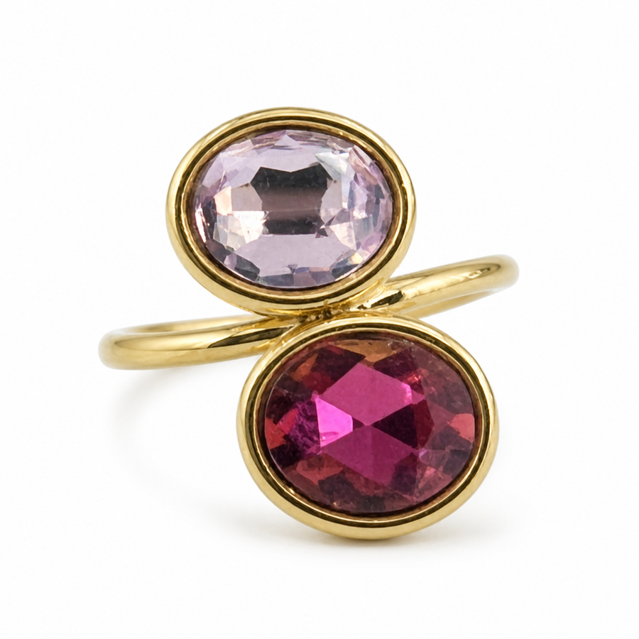 Anillo Doble Círculo Cristal - 4 Colores