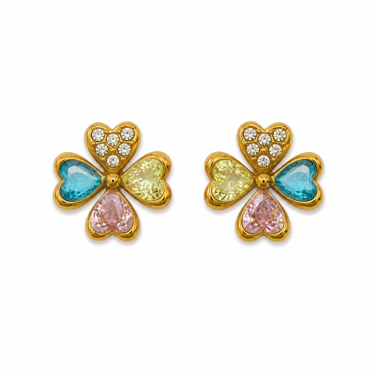 Aretes Trébol Cristal - 6 Colores