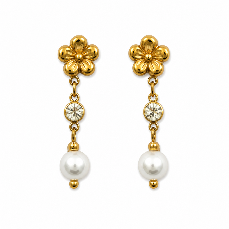 Aretes Flor Perla
