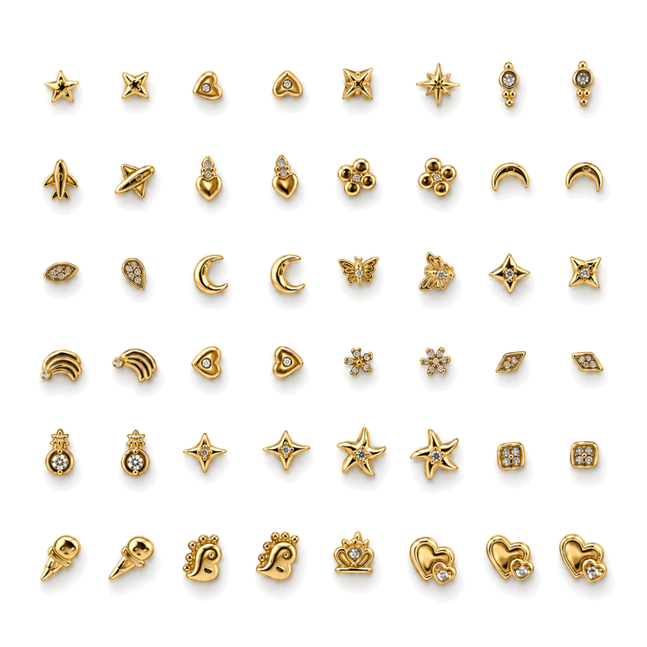Pack de 24 Pares de Pendientes Mini con Cristales Dorado