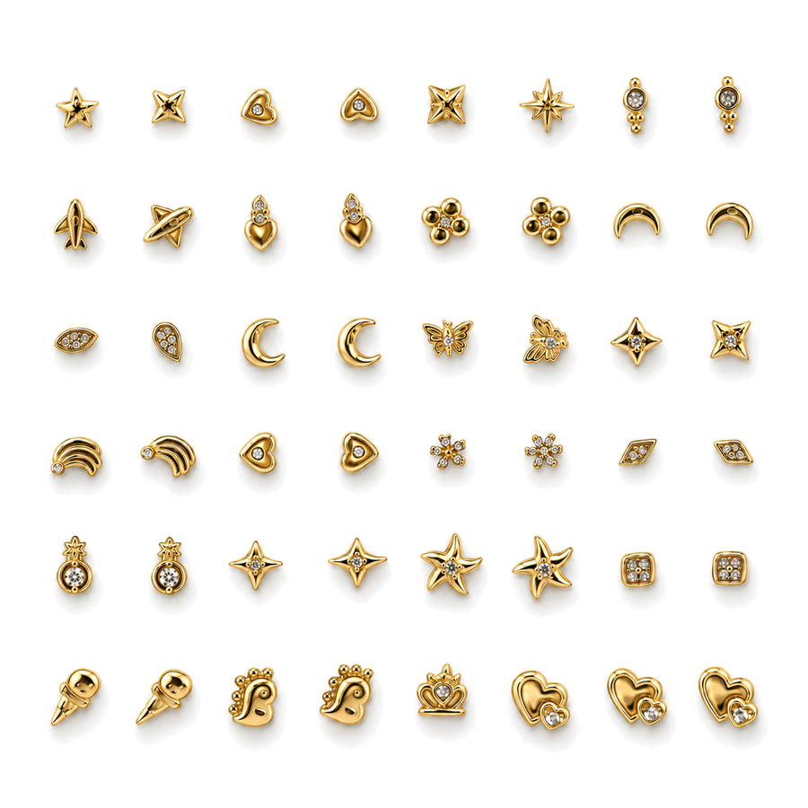 Pack de 24 Pares de Pendientes Mini con Cristales Dorado