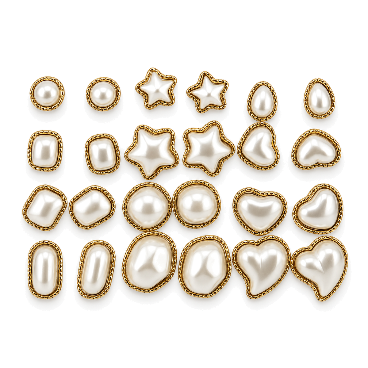 Pack de 12 Pares de Pendientes con Formas Nacaradas Dorado