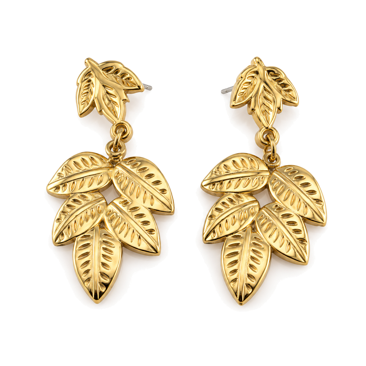 Pendientes Colgantes Racimo de Hojas Dorado