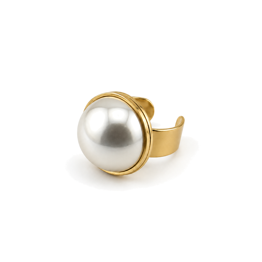 Anillo con Perla Mediana Dorado