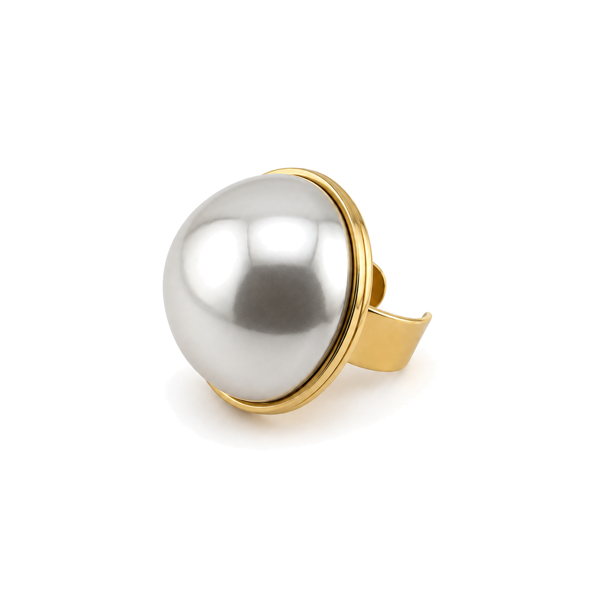 Anillo con Perla Extragrande Dorado