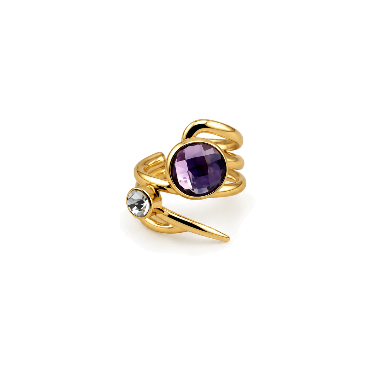 Anillo Envolvente con Doble Cristal Facetado