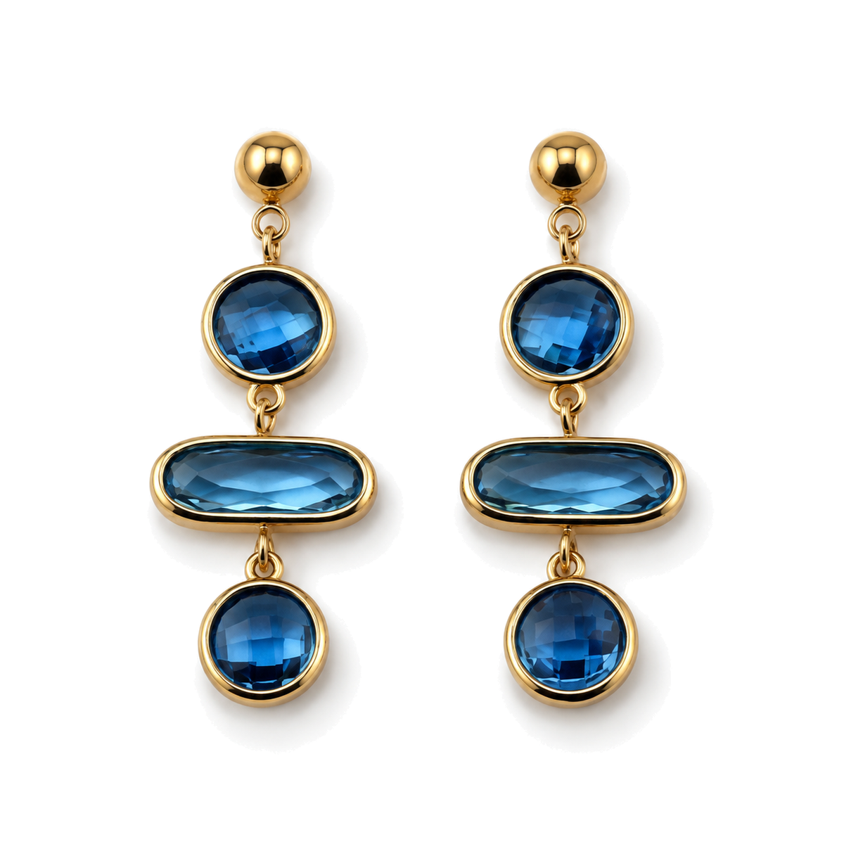 Pendientes Largos con Cristales Geométricos Dorado