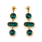 Pendientes Largos con Cristales Geométricos Dorado