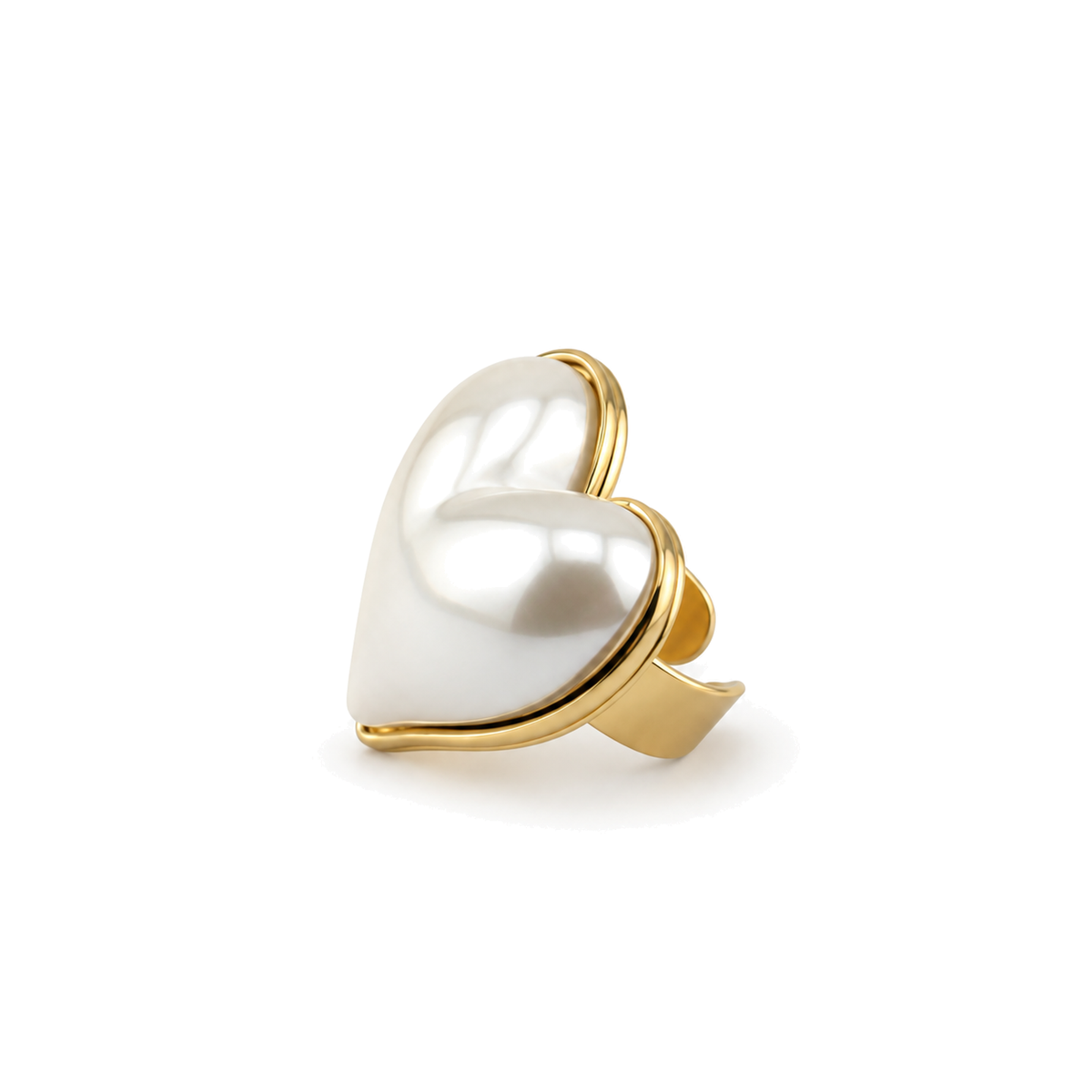Anillo Corazón Nacarado Dorado
