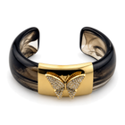 Brazalete Abierto con Mariposa de Cristales Dorado