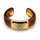 Brazalete Abierto con Mariposa de Cristales Dorado