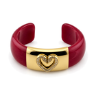 Brazalete Abierto con Corazón de Cristales Dorado