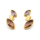 Pendientes Triple Hoja con Cristales Facetados Dorado