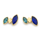 Pendientes Triple Hoja con Cristales Facetados Dorado