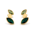 Pendientes Triple Hoja con Cristales Facetados Dorado