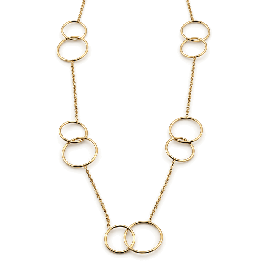 Collar Largo con Aros Entrelazados Dorado