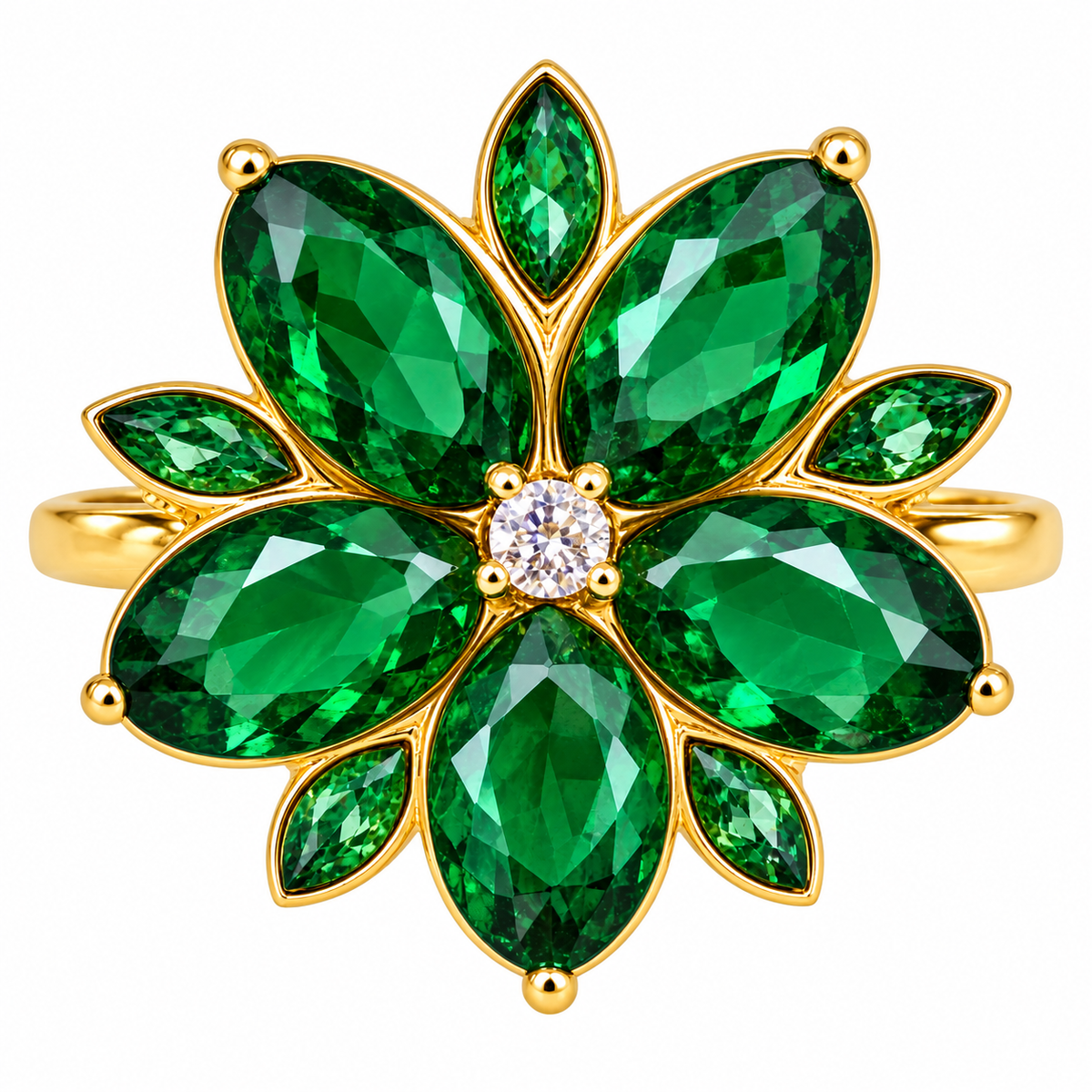Anillo Flor y  Pétalos Cristal - 6 Colores