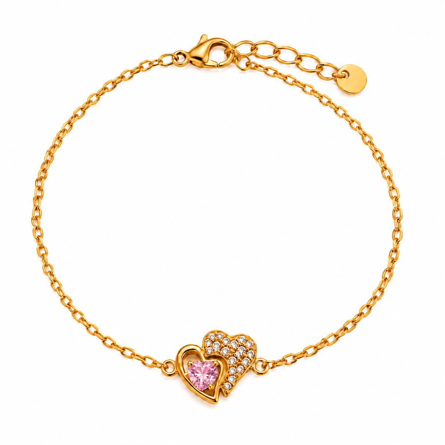Pulsera Corazones Cristal - 6 Colores