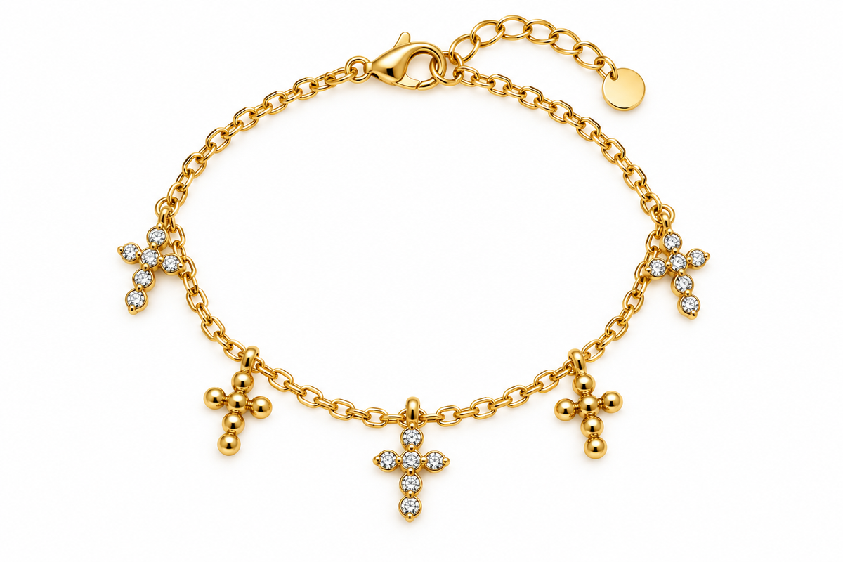 Pulsera la Cruz Colgantes Dorado