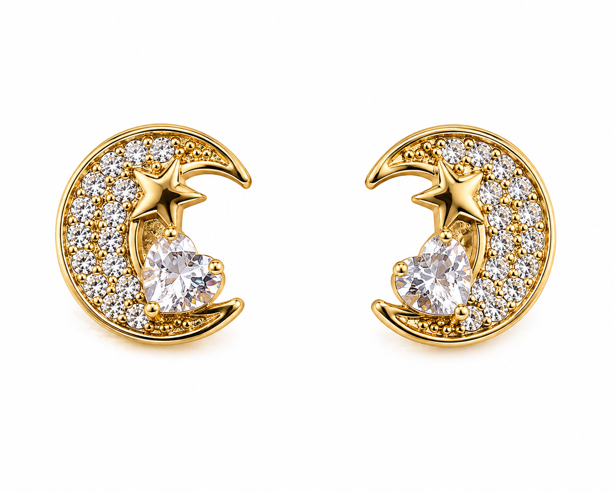 Pendientes Luna Cristal - 6 Colores
