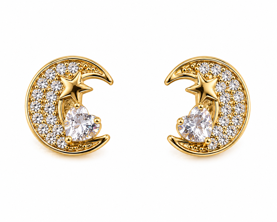 Pendientes Luna Cristal - 6 Colores