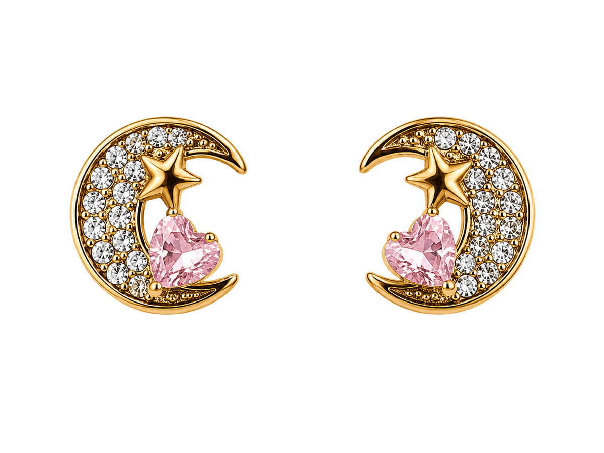 Pendientes Luna Cristal - 6 Colores