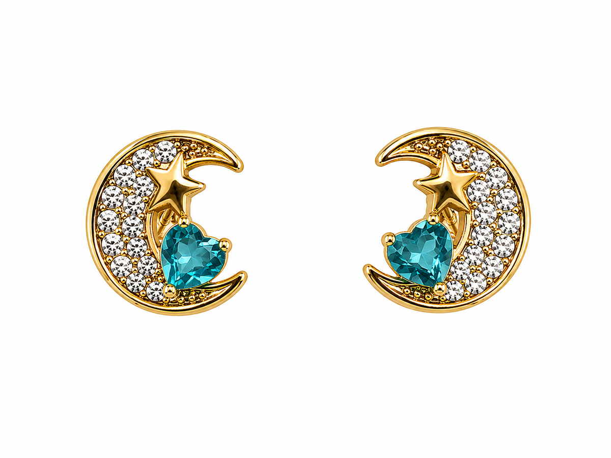 Pendientes Luna Cristal - 6 Colores
