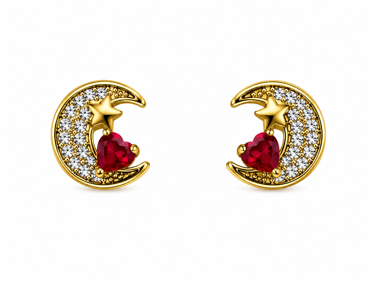 Pendientes Luna Cristal - 6 Colores