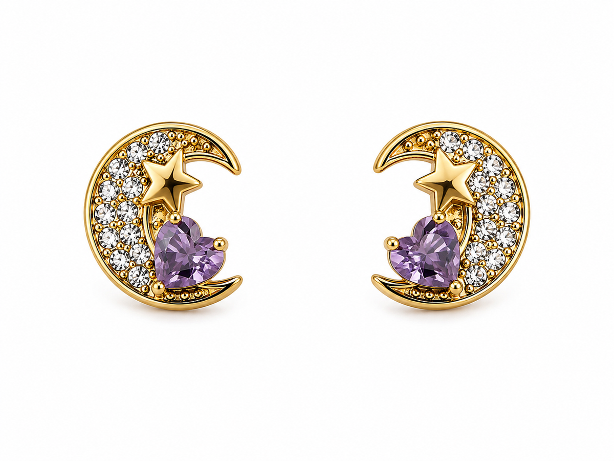 Pendientes Luna Cristal - 6 Colores