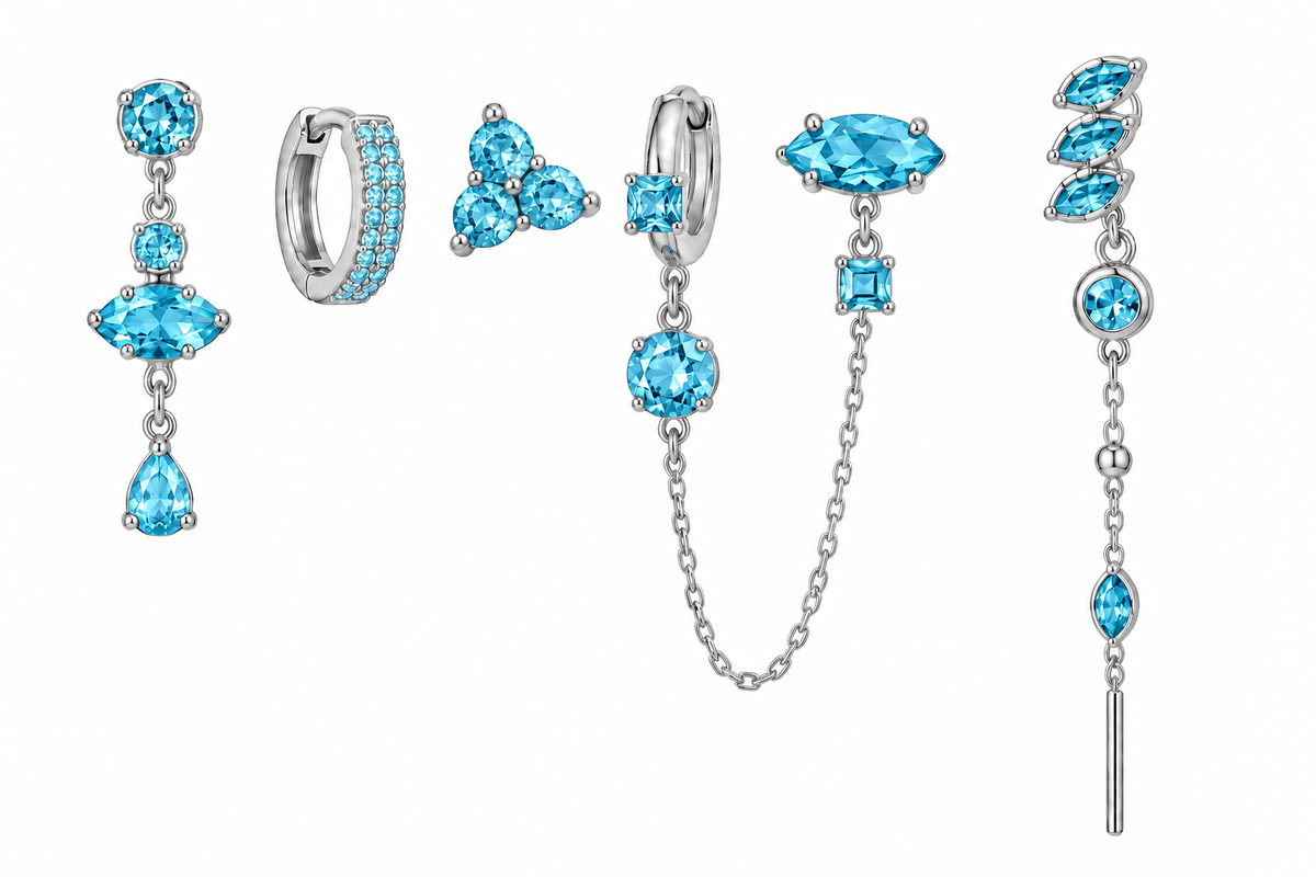 Pack de Pendientes Formas Cristal Plateado - 3 Colores