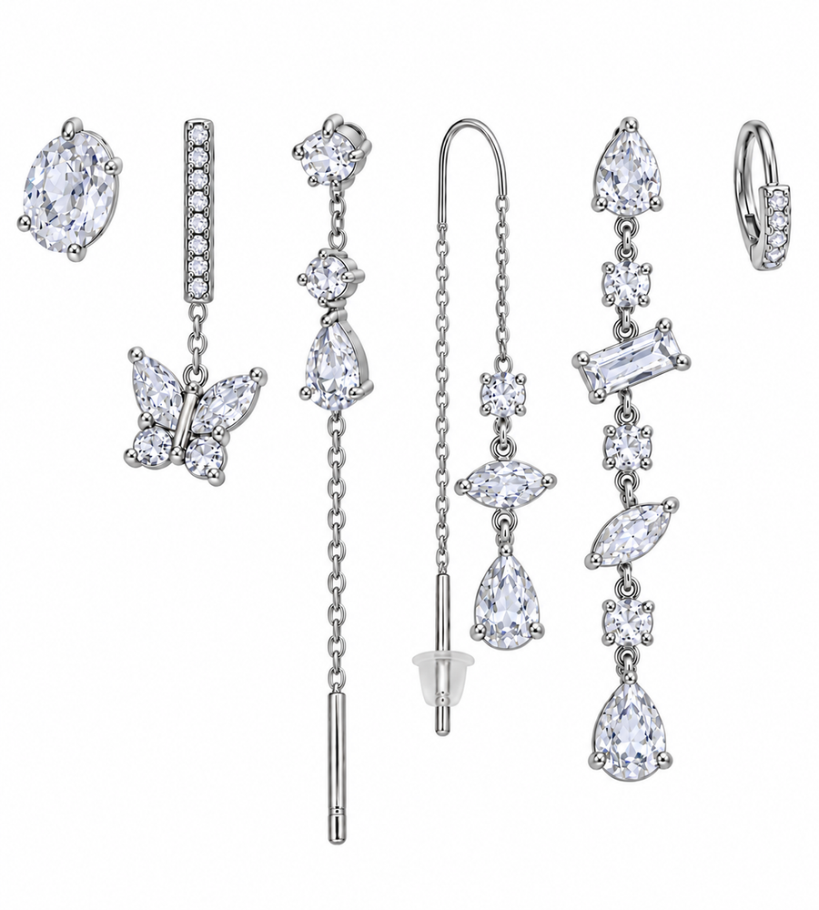 Pack de Pendientes Mariposas Cristal Plateado - 3 Colores
