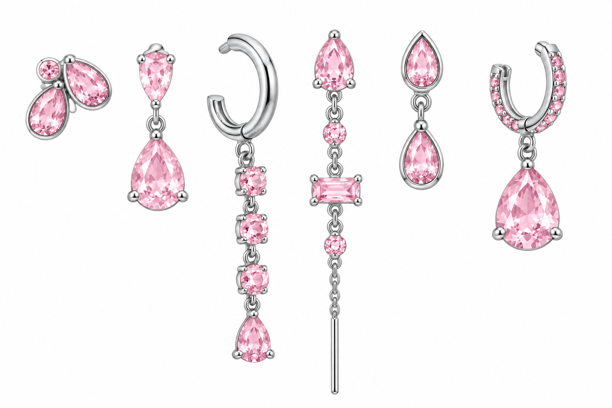 Pack de Pendientes Gotas Cristal Plateado - 3 Colores