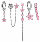 Pack de Pendientes Flores Cristal Plateado - 3 Colores