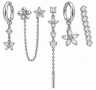 Pack de Pendientes Flores Cristal Plateado - 3 Colores