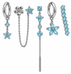 Pack de Pendientes Flores Cristal Plateado - 3 Colores