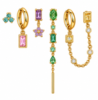 Pack de Pendientes Rectángulos Cristal Dorado - 6 Colores