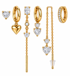 Pack de Pendientes Corazón Cristal Dorado - 6 Colores