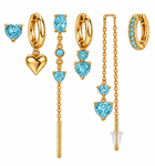 Pack de Pendientes Corazón Cristal Dorado - 6 Colores