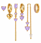 Pack de Pendientes Corazón Cristal Dorado - 6 Colores